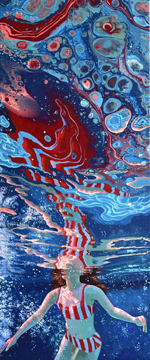 Effervescence - Swimming Painting by Abi Whitlock