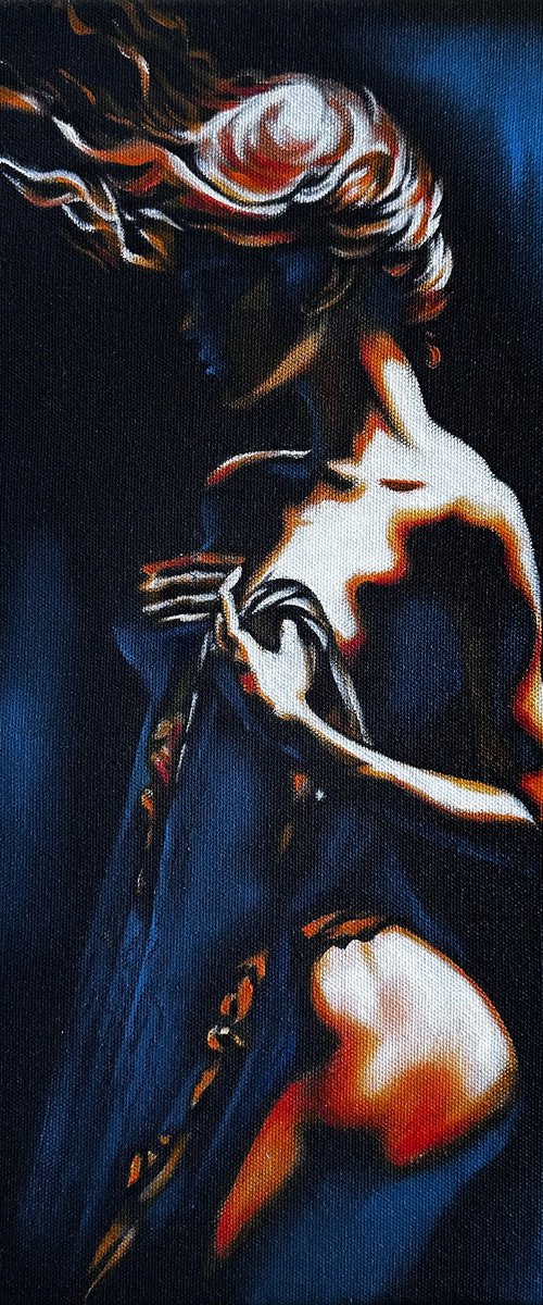 Fire Within - Fiery Female in Blue and Orange by Julia Shilo