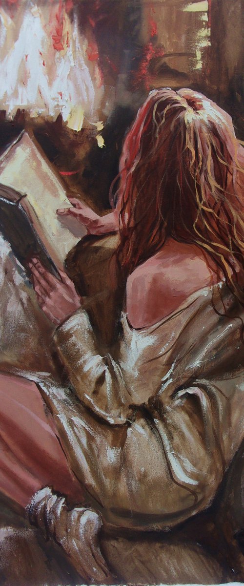 " LAST 2021 STORY " 70x100 FIREPLACE original painting palette knife GIFT MODERN URBAN ART OFFICE ART DECOR HOME DECOR GIFT IDEA by Monika Luniak
