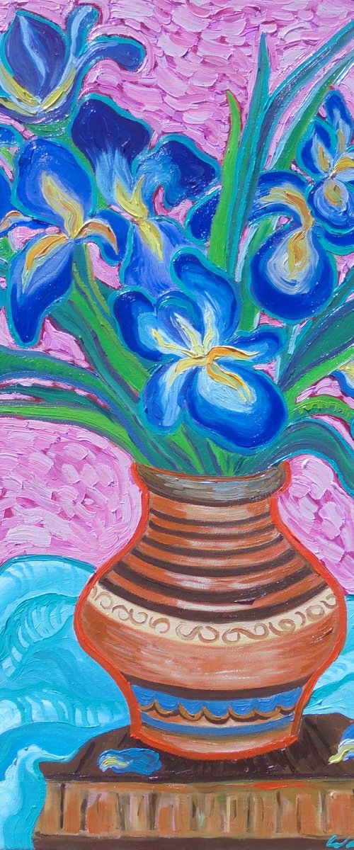 Flower Vase - Irises 6 by Kirsty Wain