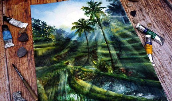 Bali ORIGINAL Watercolor Painting - Bali Art, Indonesia Artwork