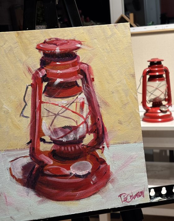 The Red Oil Lamp Still Life