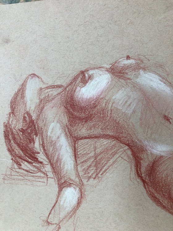 nude drawing. lying model