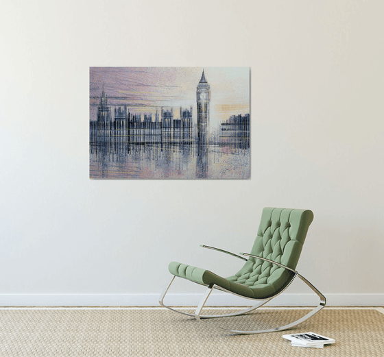 London - Big Ben and The Houses Of Parliament At Sunset
