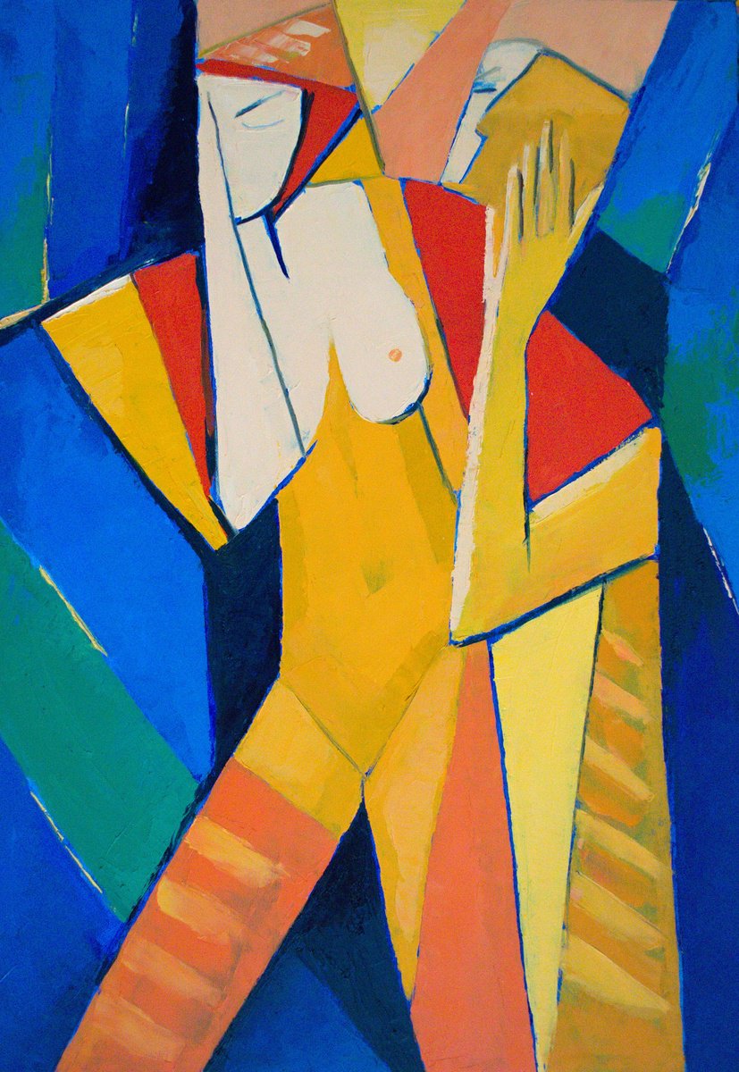 Expressive Portrait Oil Painting By Rumen Sazdov, 28 X 39", Questions And Answers, Original Artwork