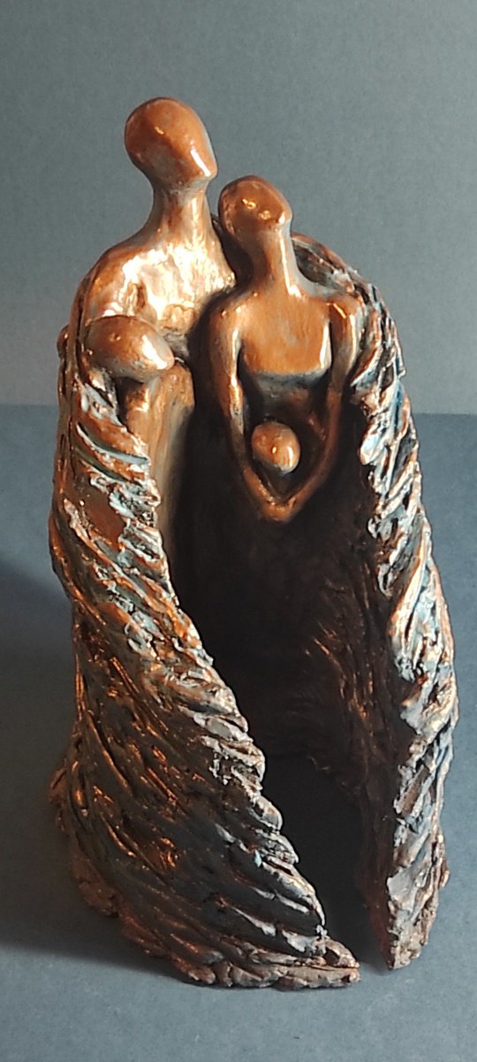 Expressive Portrait Clay Sculpture By Elena Kraft, 6 X 12, Bless And Save, Original Artwork