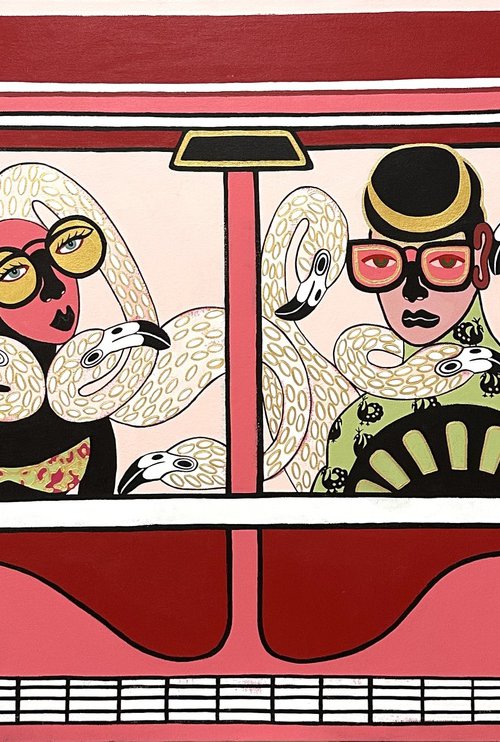 Driving with flamingos by Diana Rosa