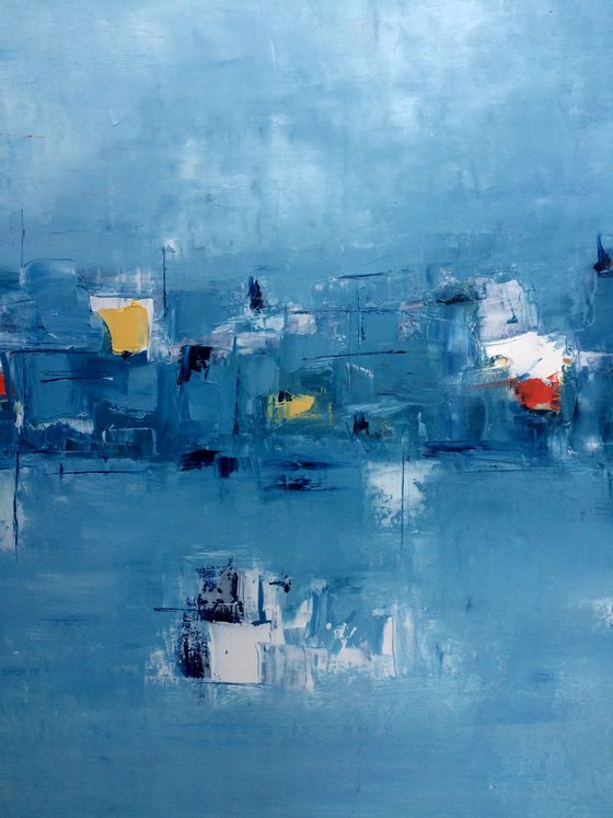 La Laguna. (The Lagoon) 70X70 cm. Abstract Painting.