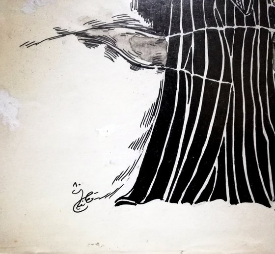 Turkmen Women, Life, Freedom, Pen drawing, 21x29 cm