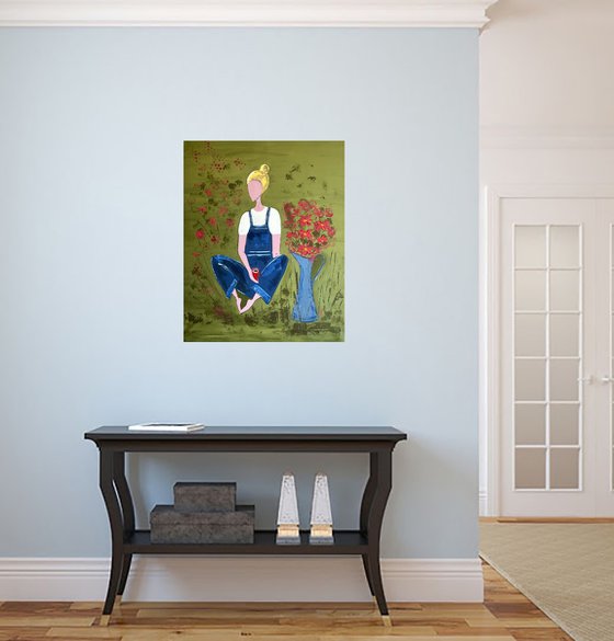 Woman Gardening Original Painting