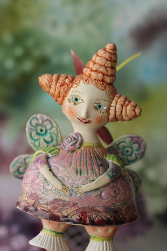 Peaseblossom - fairy from the Midsummer Night's Dream Ceramic illustration project by Elya Yalonetski