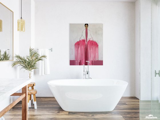 Girl with Flowers III (Pink & White)