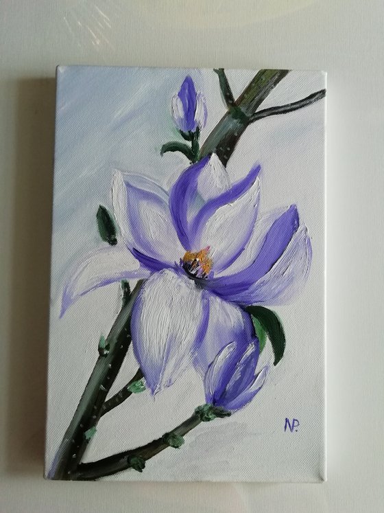 Magnolia, original flower oil painting, gift idea, art for home
