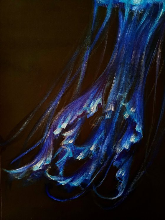 Original acrylic painting of jellyfish