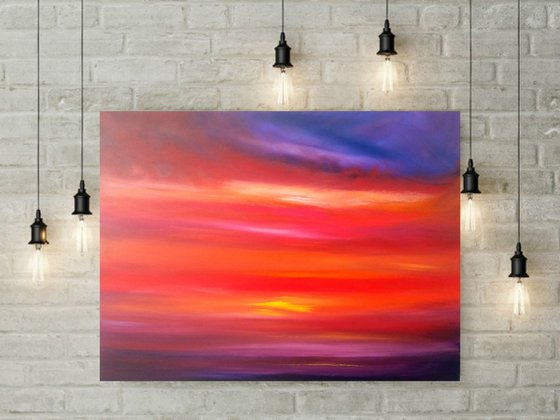 Sunset, Skyscape, Red, African Skies - XL, Modern Art Office Decor Home