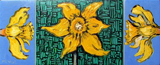 Single daffodil, triptych