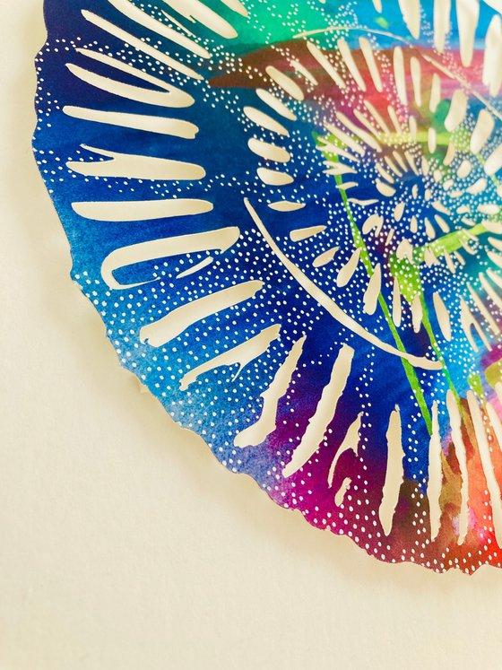 Ammonite Watercolour Paper-cut