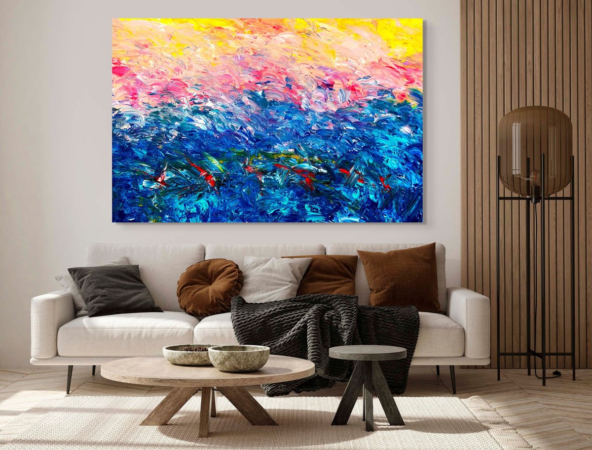 Organic Abstract Acrylic Painting By Estelle Asmodelle, 64 X 42, Tempestuous Beginnings, Original Artwork