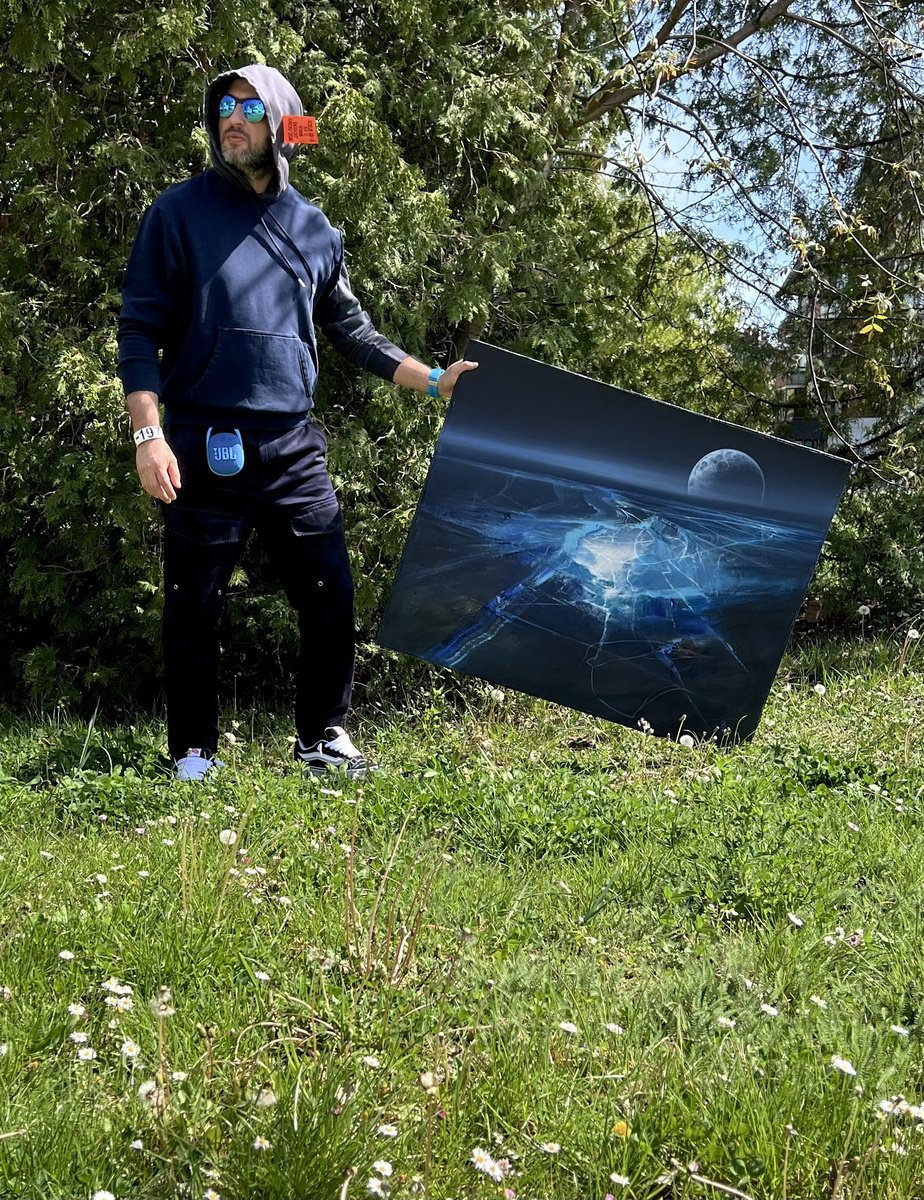 Abstract Landscape Oil Painting By Ivan Grozdanovski, 39 X 31, Agartha - Ancient Moon - 4, Original Artwork