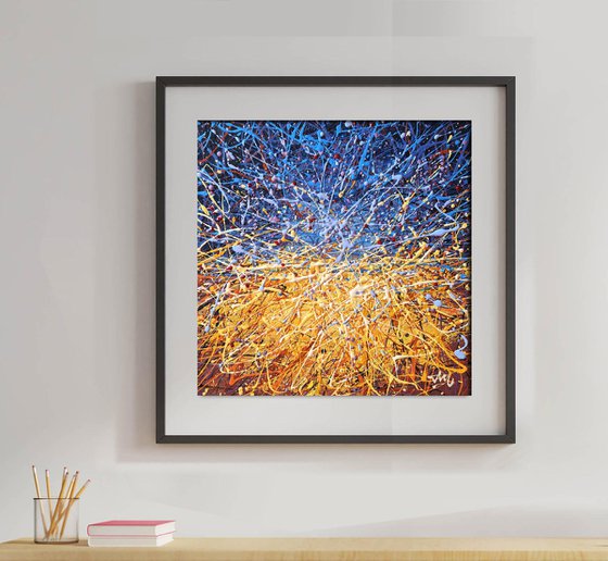 Yellow and blue Wheat field like flag of UKRAINE abstraction Freedom painting