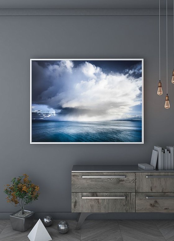 Skyestorm I  -  Blue and white seascape on canvas