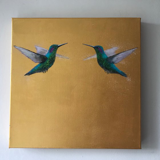 The Two Of Us ~ Hummingbirds on Gold