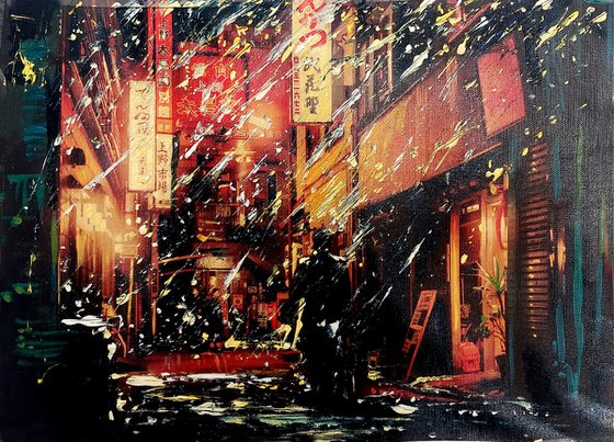 Snowing Night in Tokyo