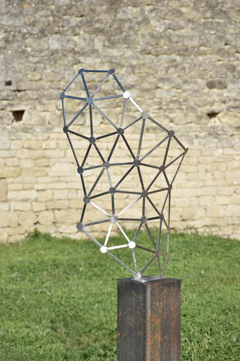 Geometric Portrait Sculpture By Yannick Bouillault, 18 X 31", Titan Xk-012, Original Artwork