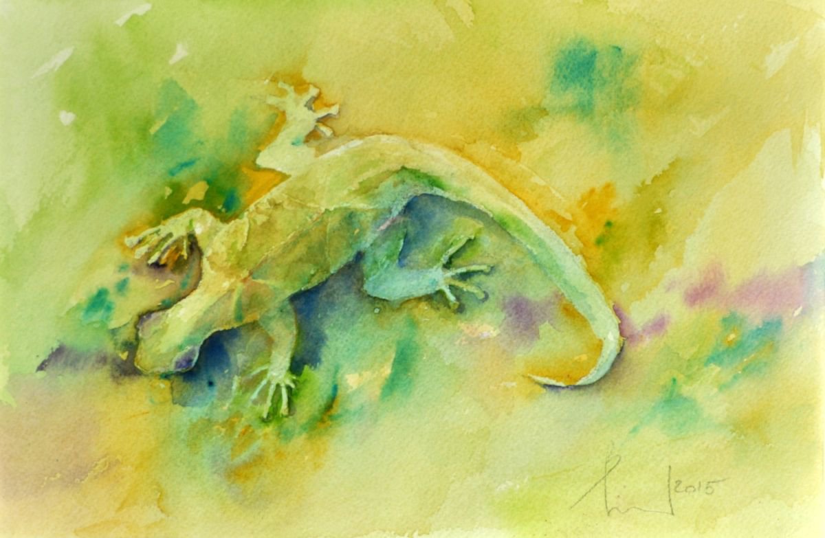 GREEN HEAT original watercolor by Beata van Wijngaarden