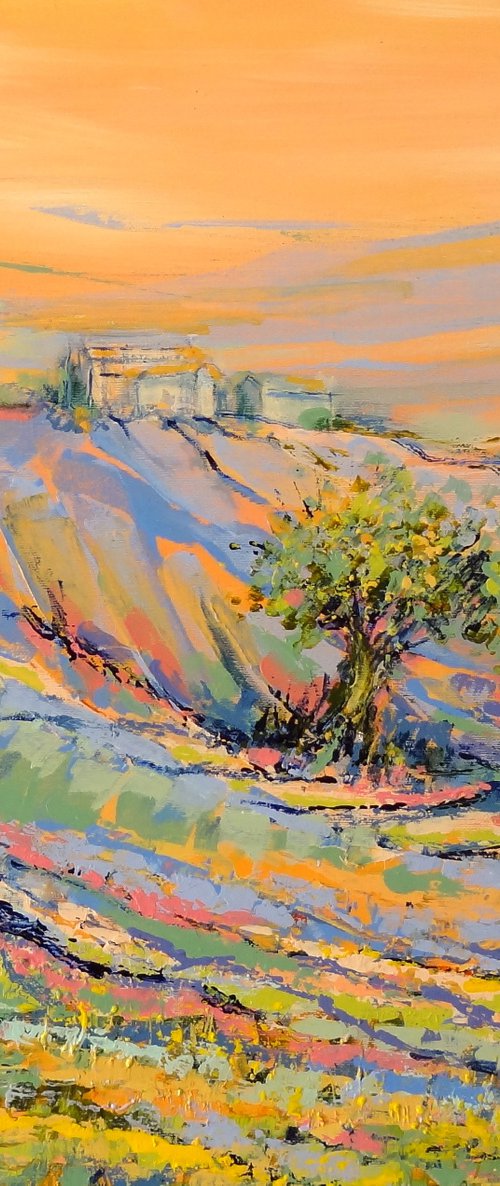 Orange sky, blue hills by IneLouise Mourick