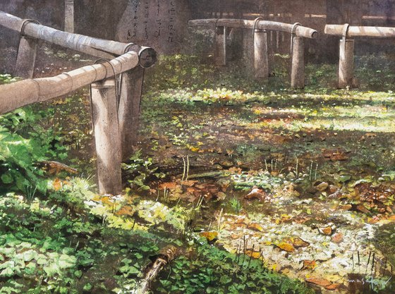Autumn Dappled Light in a Japanese Garden