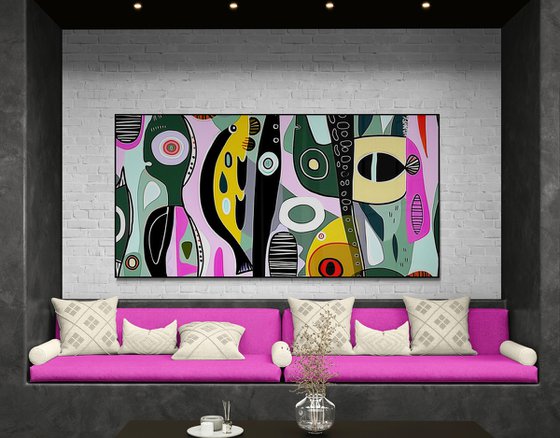 Geometric abstraction with fishes #8