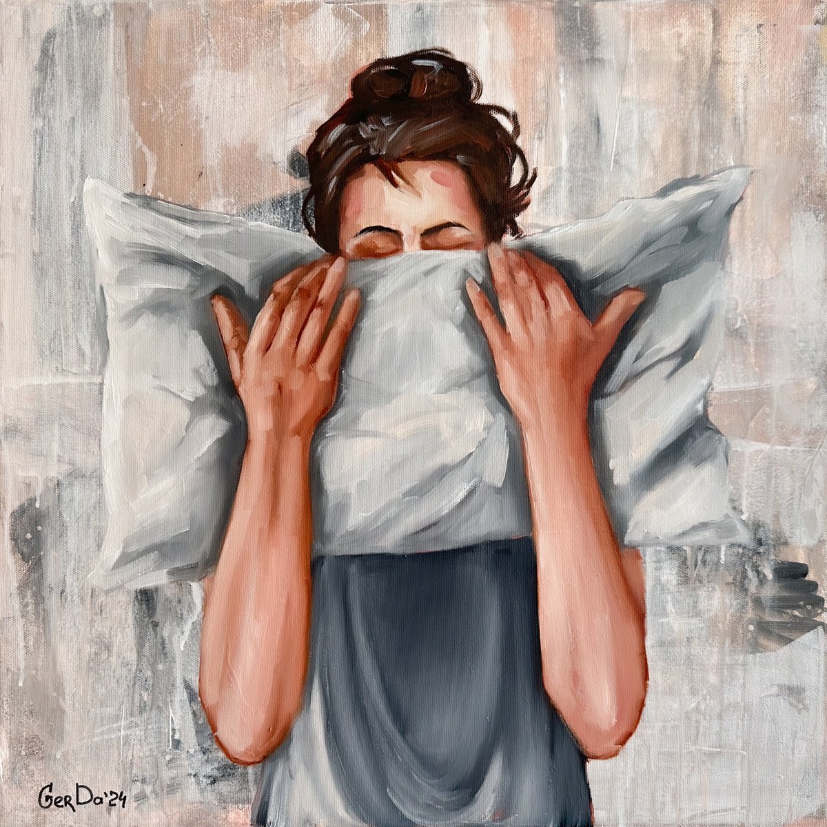 Impressionistic Portrait Oil Painting By Daria Gerasimova, 20 X 20, That