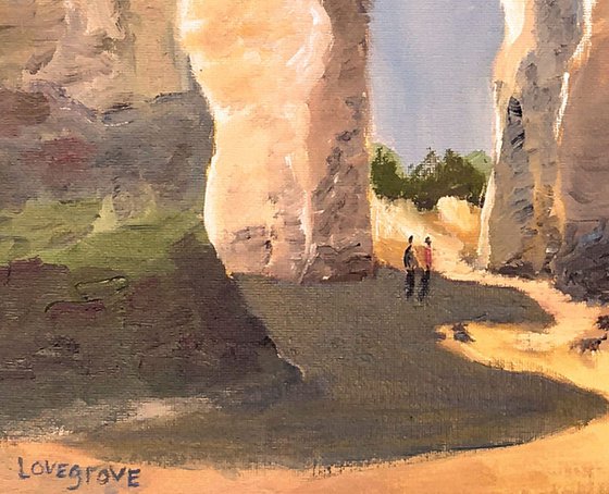 Sunny day at the Botany Bay Chalk Stacks! - original oil painting, Unframed!