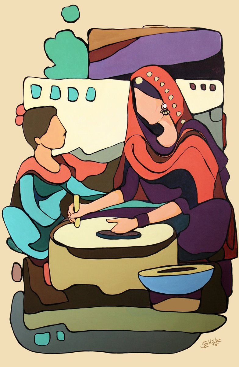 Abstract Portrait Acrylic Painting By Artist Gurdish Pannu, 27 X 41, Punjabi Culture Painting, Original Artwork