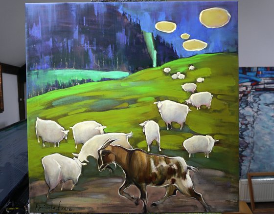 A random passerby. Mountain landscape