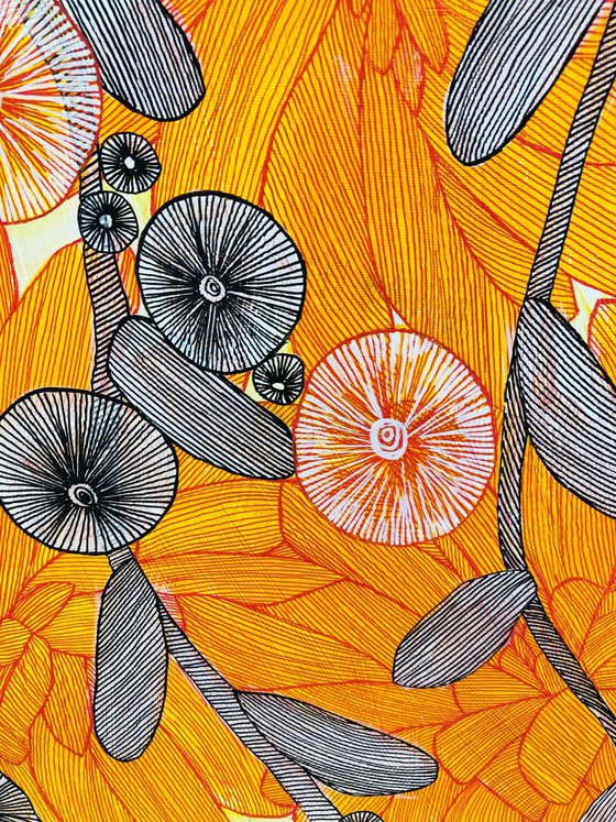 Abstract Orange and Black Blooms CZ19018