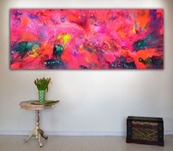 Stealing the Dream - 150x60 cm - Big Painting XXXL - Large Abstract, Supersized Painting - Ready to Hang, Hotel Wall Decor