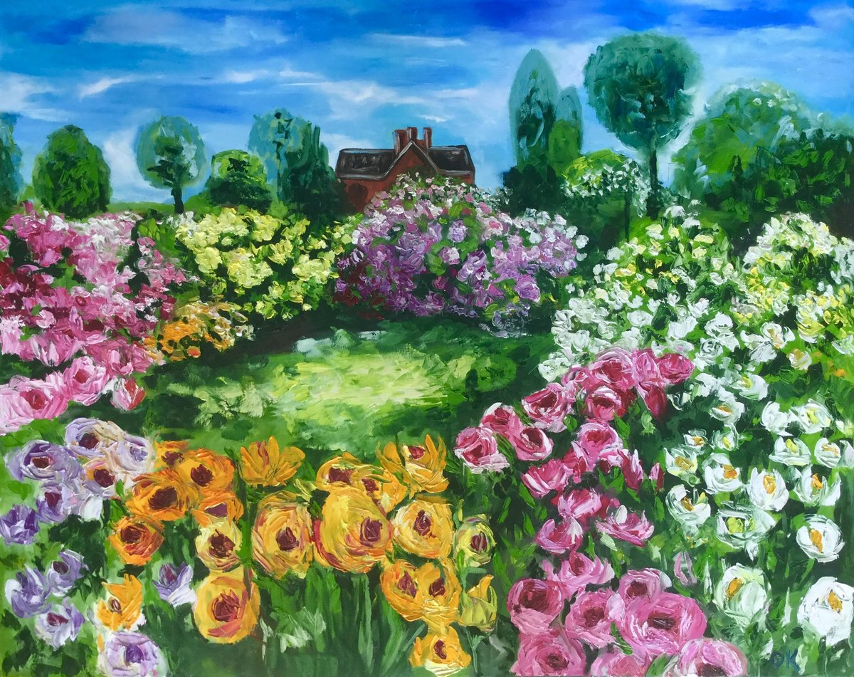 English Garden, roses, countryside, village by Olga Koval