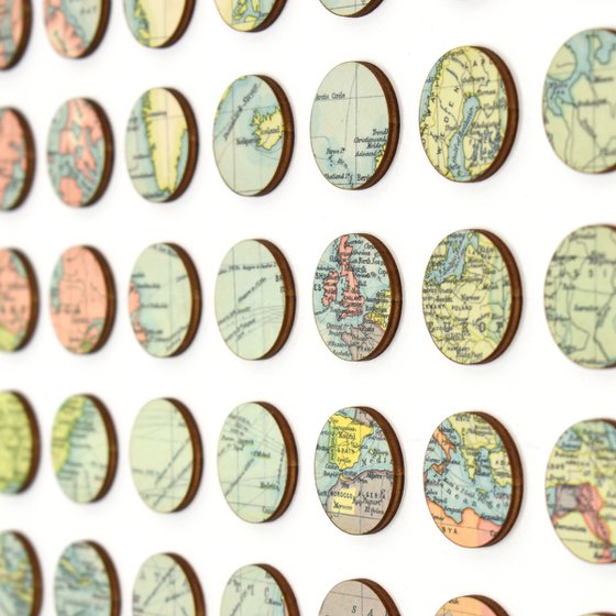 World Map Dots Collage