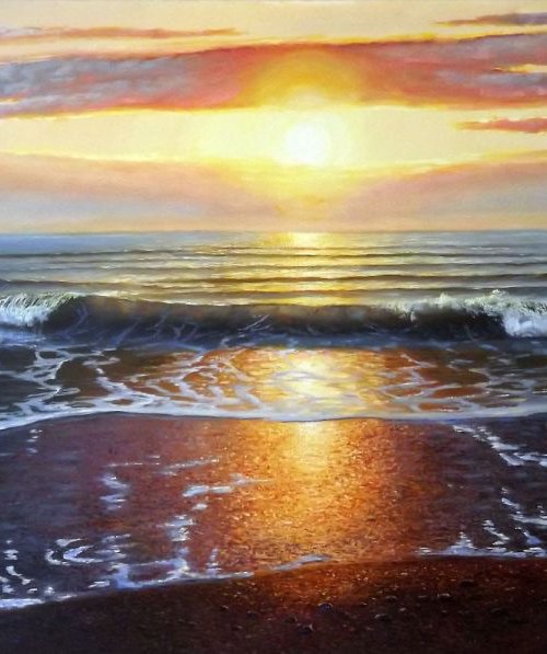 Evening Waves (panoramic) by Oleg Riabchuk