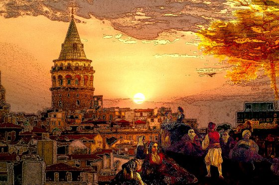 Sunset over Istanbul Galata Tower