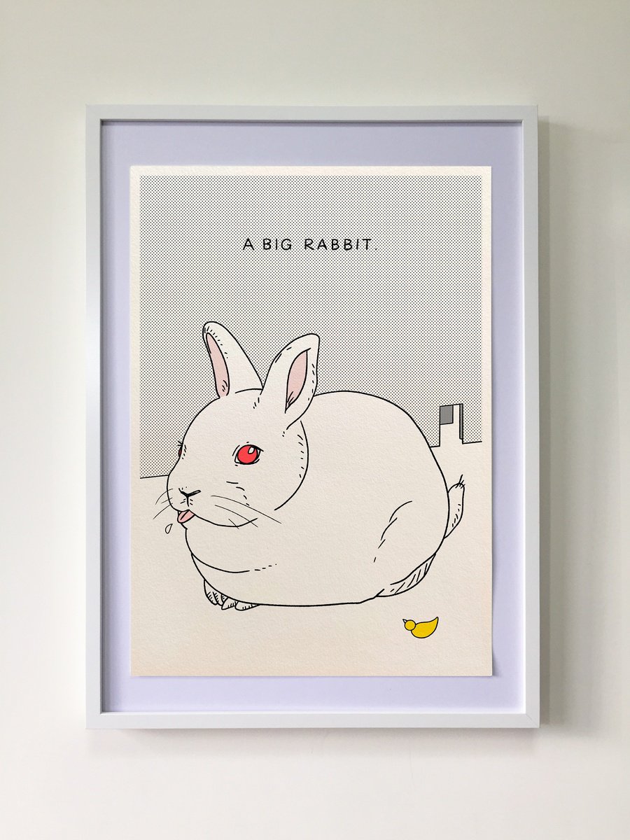 Animal Giclee Print By Mr Clement, 17 X 23", A Big Rabbit, Original Artwork