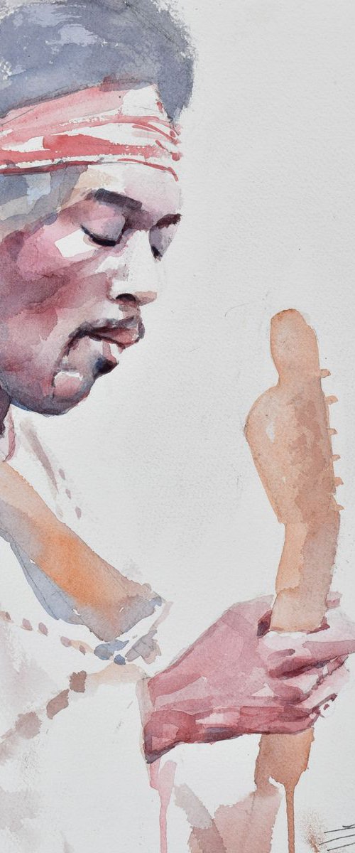 "Jimi" at Woodstock by Goran Žigolić Watercolors