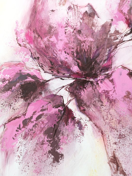 Purple abstract florals, loose flowers painting April