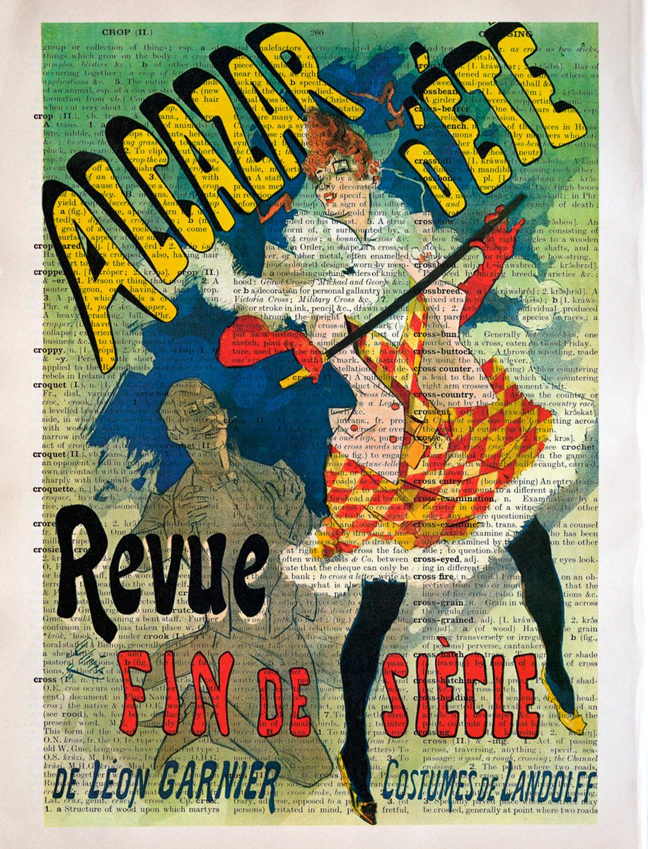 Revue Fin de Siecle, Alcazar d’ete - Collage Art Print on Large Real English Dictionary Vi... by Jakub DK - JAKUB D KRZEWNIAK