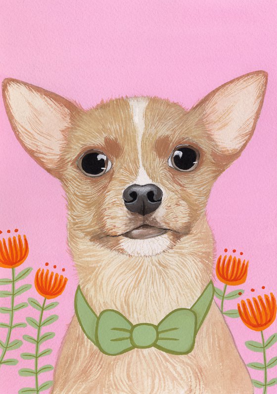 Watercolour Dog Painting, Cute Dog Artwork, Chihuahua Artwork, Chihuahua Painting,