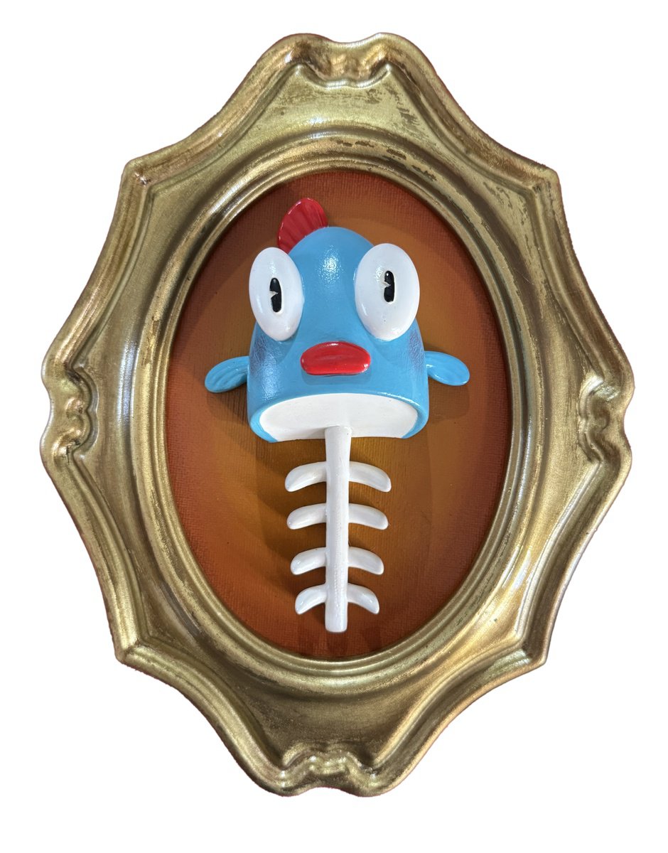 Cartoon Animal Sculpture By Paolo Andrea Deandrea, 8 X 10", 825-5- Bonefish Turquoise, Original Artwork