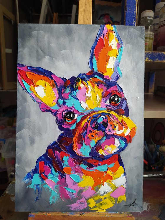 My pet -  French Bulldog, dog, animals, oil painting, French Bulldog oil painting, pet, pet oil painting, gift, animals art, bulldog