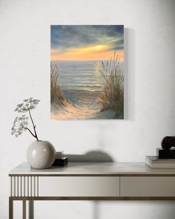 Soothing seascape oil painting